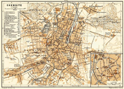 Waldin Chemnitz city map, 1906 digital map