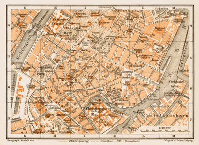 Waldin Copenhagen (Kjöbenhavn, København) central part map, 1929 digital map