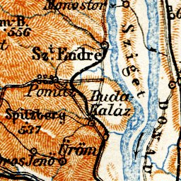 Waldin Danube River course map from Vienna to Raab (Győr), 1913 digital map