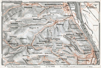 Waldin Döbling, Nussdorf and Klosterneuburg, 1910 digital map