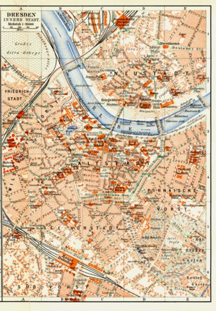 Waldin Dresden city centre map, 1908 digital map