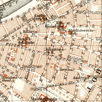 Waldin Dresden city map, 1906 digital map