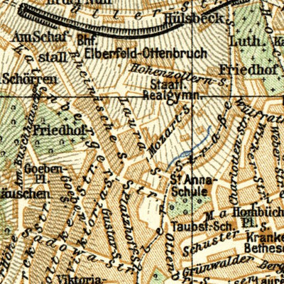 Waldin Elberfeld (now part of Wuppertal) city map, 1902 digital map