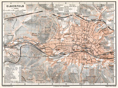 Waldin Elberfeld (now part of Wuppertal) city map, 1906 digital map