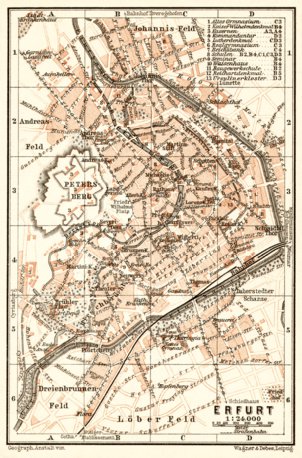 Waldin Erfurt city map, 1906 digital map