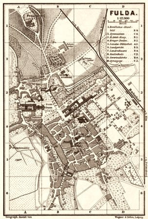 Fulda Region Map Fulda city Map, 1887 by Waldin | Avenza Maps