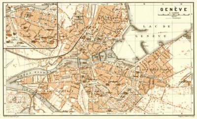 Waldin Geneva (Genf, Genève) city map, 1909 digital map