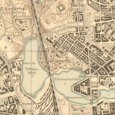Waldin Helsinki city topographic map of 1932. Helsingin kaupungin kartta v. 1932 digital map