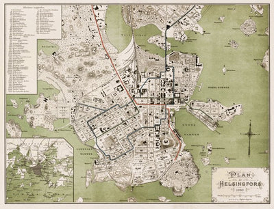 Waldin Helsinki (Helsingfors) City Map, 1898 digital map