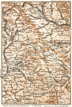 Waldin Heuscheur-Gebirge (Stołowe Mountains, Góry Stołowe, Stolové hory) map, 1911 digital map