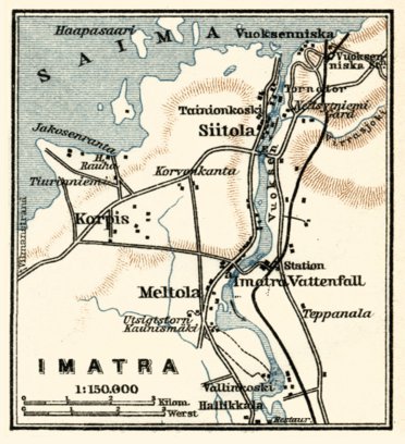 Waldin Imatra town plan, 1914 digital map