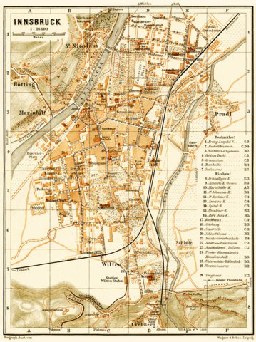 Waldin Innsbruck town plan, 1906 (second version) digital map