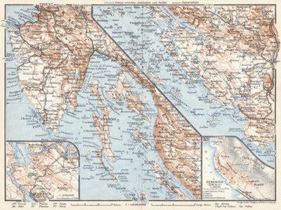 Waldin Istria and Dalmatian coast at Bossoglina (Marina) map, southern part, 1929 digital map