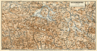 Waldin Krkonoše (Riesengebirge) Mountains map, 1887 digital map