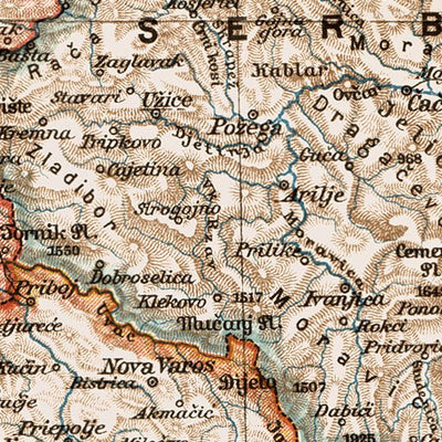 Waldin Map of Bosnia and Montenegro, 1903 (first version) digital map
