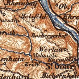 Waldin Map of the Course of the Rhine from Bingen to Coblenz, 1887 digital map
