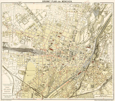 Waldin München (Munich) city map, 1899 digital map