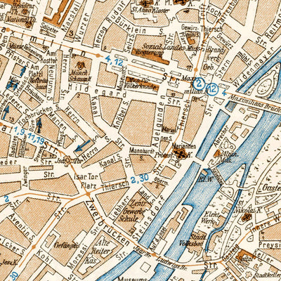 Waldin München (Munich) city map, 1928 digital map