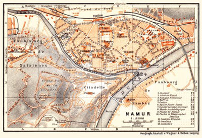 Waldin Namur town plan, 1904 digital map