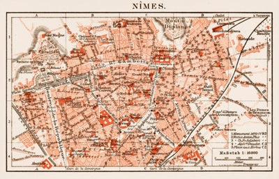 Waldin Nîmes city map, 1913 (1:12,000 scale) digital map