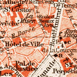 Waldin Nîmes city map, 1913 (1:12,000 scale) digital map
