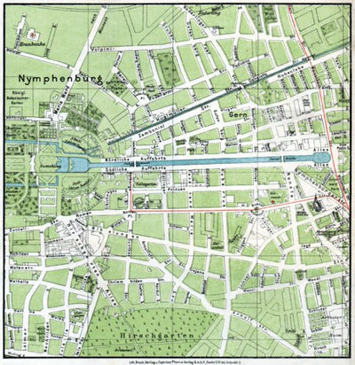 Waldin Nymphenburg (in München) district map, 1912 digital map