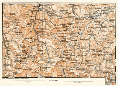 Waldin Ossau and Azun River valleys´ map, 1902 digital map
