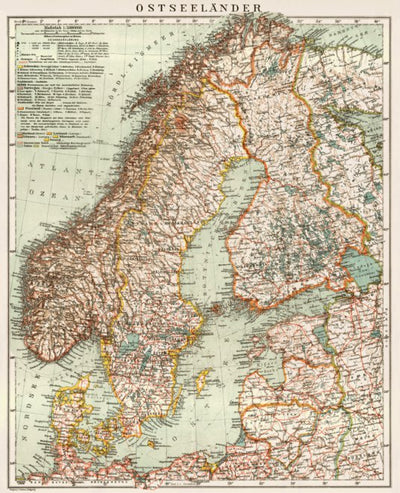Waldin Ostseeländer - the Baltic and Northern Countries General Map, 1929 digital map
