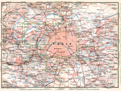 Waldin Paris environs map, 1910 digital map