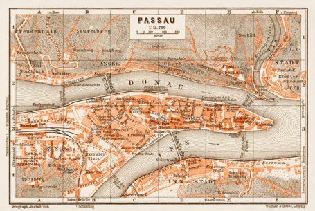 Passau city Map, 1909 by Waldin | Avenza Maps