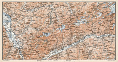 Waldin Rhine Valley, Geneve Lake and Valley of Lotsch map, 1897 digital map