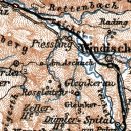 Waldin Styrian-Austrian Alps from Aussee to Hochschwab, 1910 digital map