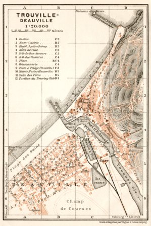 Waldin Trouville and Deauville, towns´ map, 1909 digital map