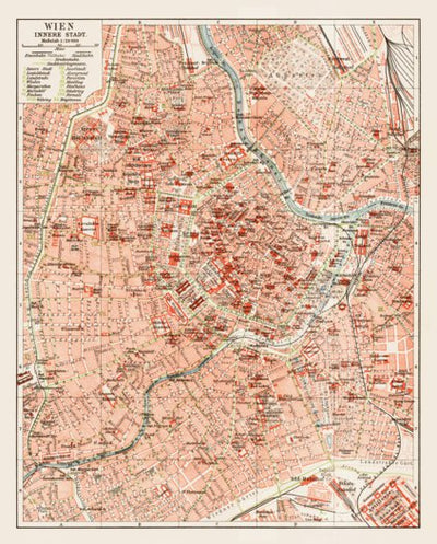 Waldin Vienna (Wien) city map, 1903 digital map