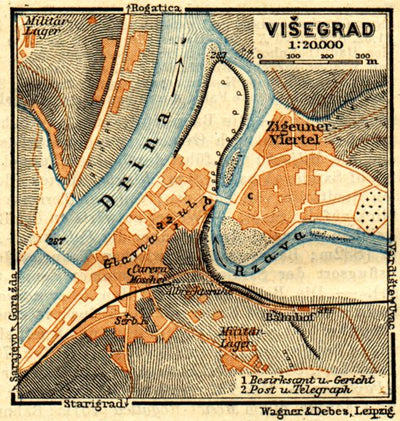 Waldin Višegrad town plan, 1911 digital map