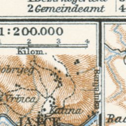 Waldin Vrbas River Valley from Jaice to Banja Luka map, 1929 digital map
