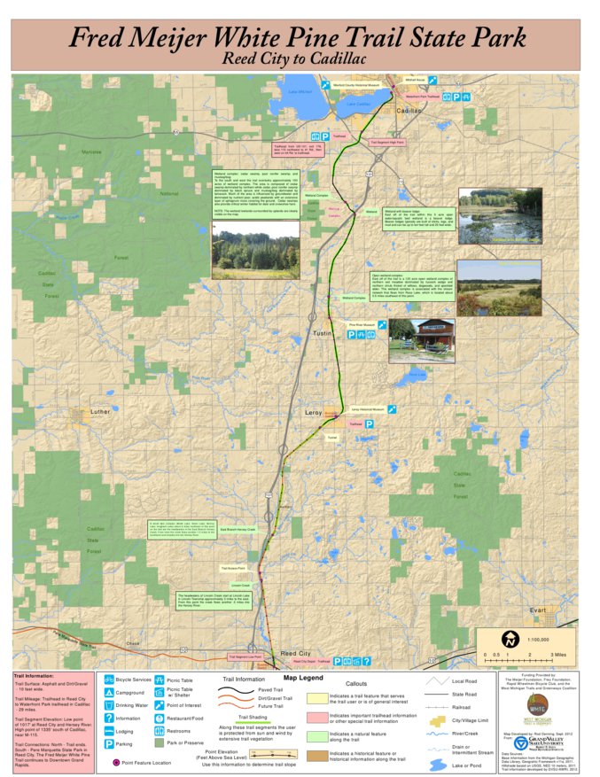 Fred Meijer White Pine Trail - West Michigan Trails And Greenways Coalition Fred Meijer White Pine Trail Reed City To Cadillac Digital Map 35487562399900 
