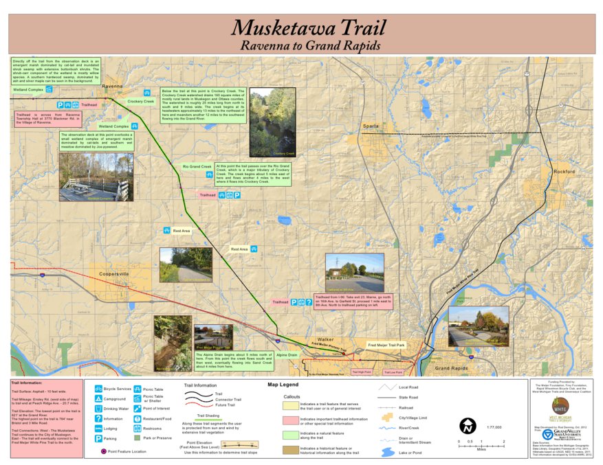 Musketawa Trail from Ravenna to Grand Rapids Map by West Michigan ...