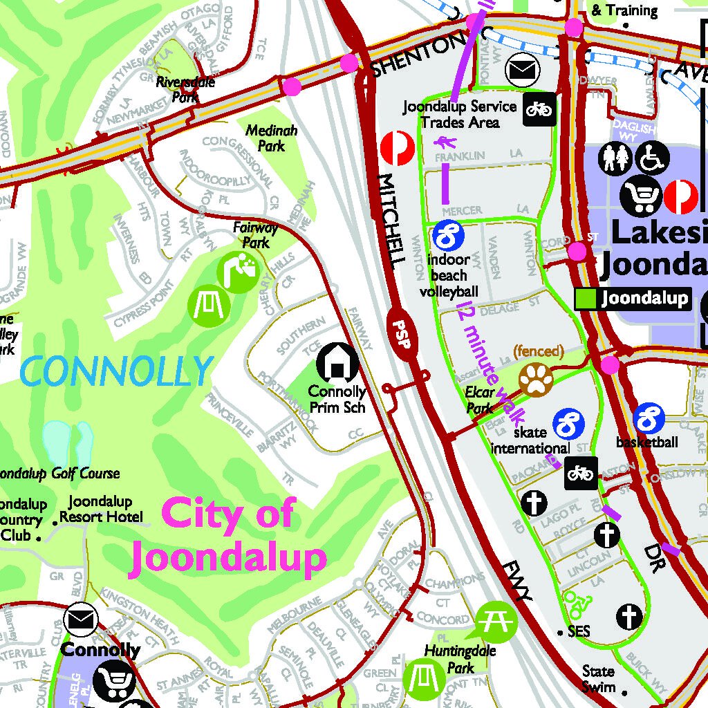 City of Joondalup - North Walking Cycling Map by Western Australia Department of Transport 