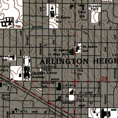 Western Michigan University IL-Arlington Heights: Authoritative US Topos 1993 digital map