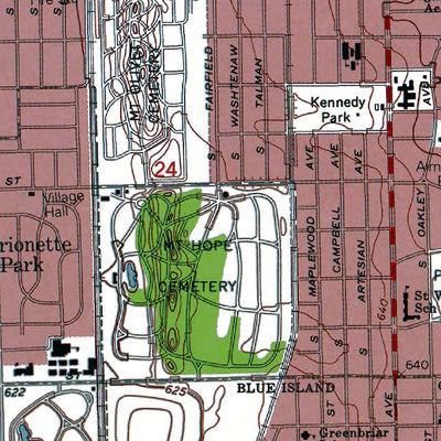 Western Michigan University IL-Blue Island: Authoritative US Topos 1993 digital map