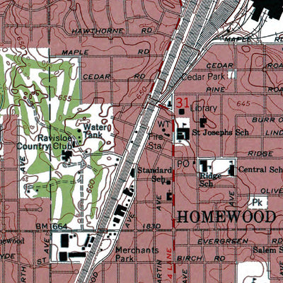 Western Michigan University IL-Harvey: Authoritative US Topos 1993 digital map