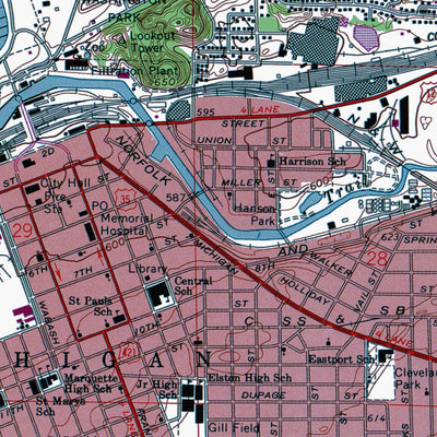 Western Michigan University IN-Michigan City West: Authoritative US Topos 1969 digital map