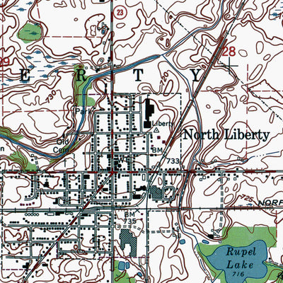 Western Michigan University IN-North Liberty: Authoritative US Topos 1974 digital map