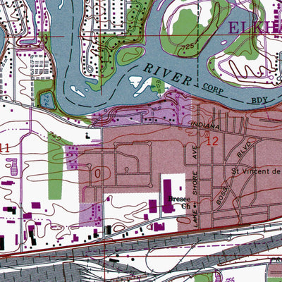Western Michigan University IN-Osceola: Authoritative US Topos 1969 digital map