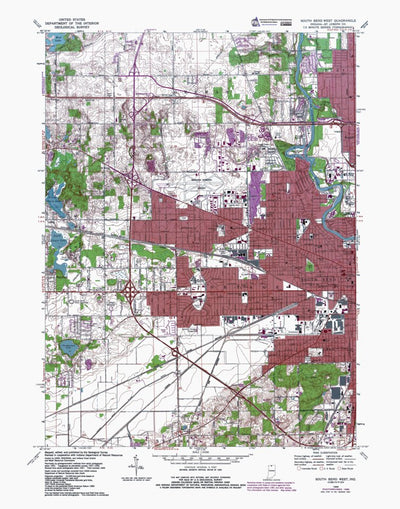 Western Michigan University IN-South Bend West: Authoritative US Topos 1969 digital map