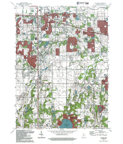 Western Michigan University IN-St John: Authoritative US Topos 1992 digital map
