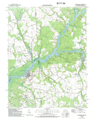 Western Michigan University MD-DE-Sharptown: Authoritative US Topos 1992 digital map