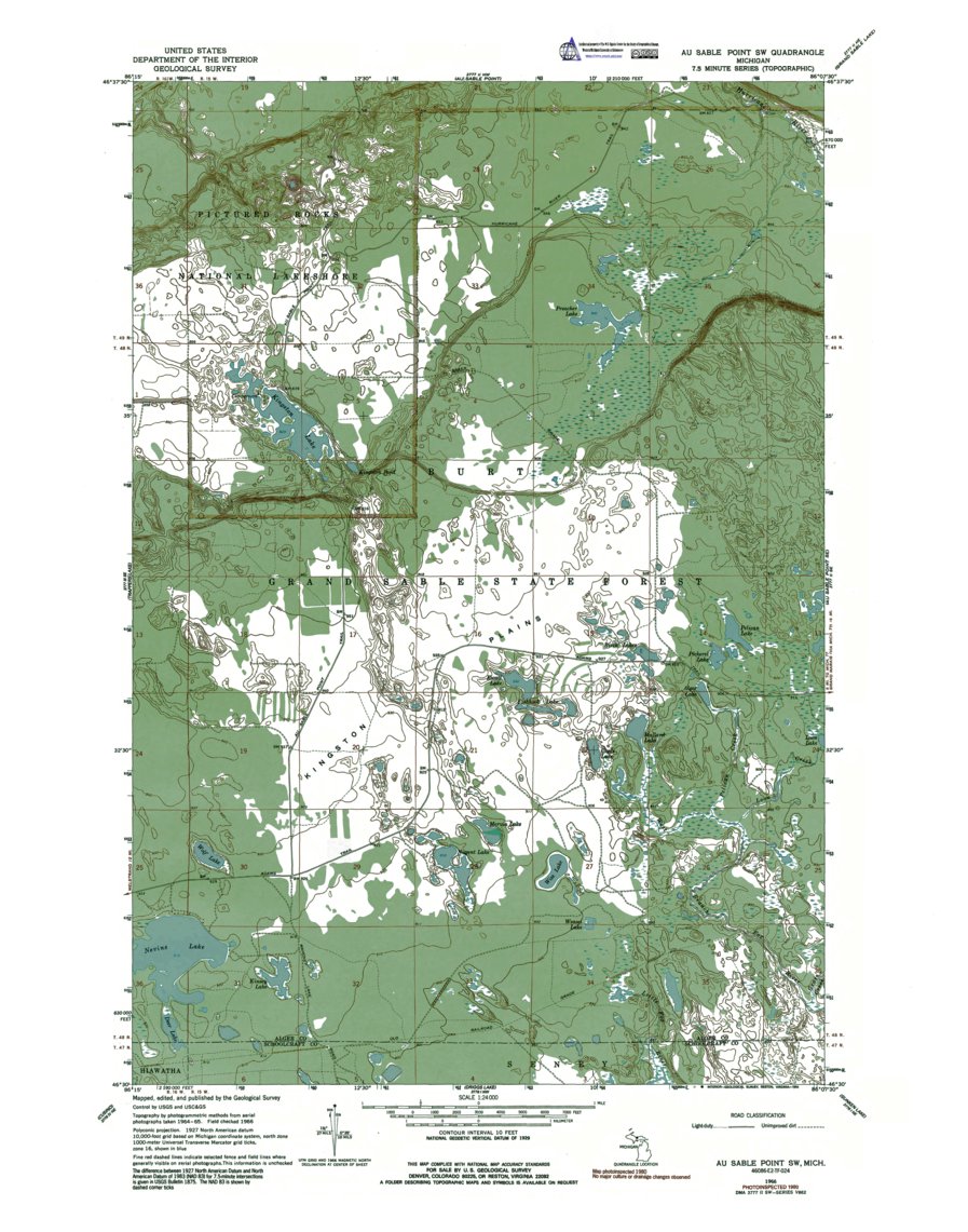 MI-Au Sable Point SW: Authoritative US Topos 1966 Map by Western ...