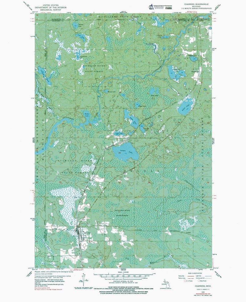 MI-Channing: Authoritative US Topos 1955 Map by Western Michigan ...